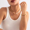 IngeSight.Z Punk Pearls CCB Beads Necklace for Women OT Buckle Bracelet Clasp Lariat Plastic Beads Choker Necklace Jewelry