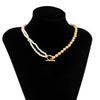 IngeSight.Z Punk Pearls CCB Beads Necklace for Women OT Buckle Bracelet Clasp Lariat Plastic Beads Choker Necklace Jewelry