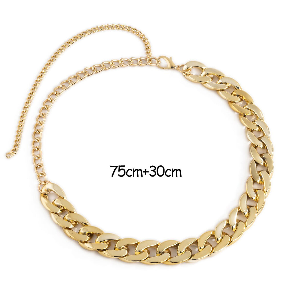 IngeSight.Z Punk Plastic Chunky Thick Miami Curb Chain Body Chain Women Gold Color Sexy Harness Waist Belly Chain Belt Jewelry