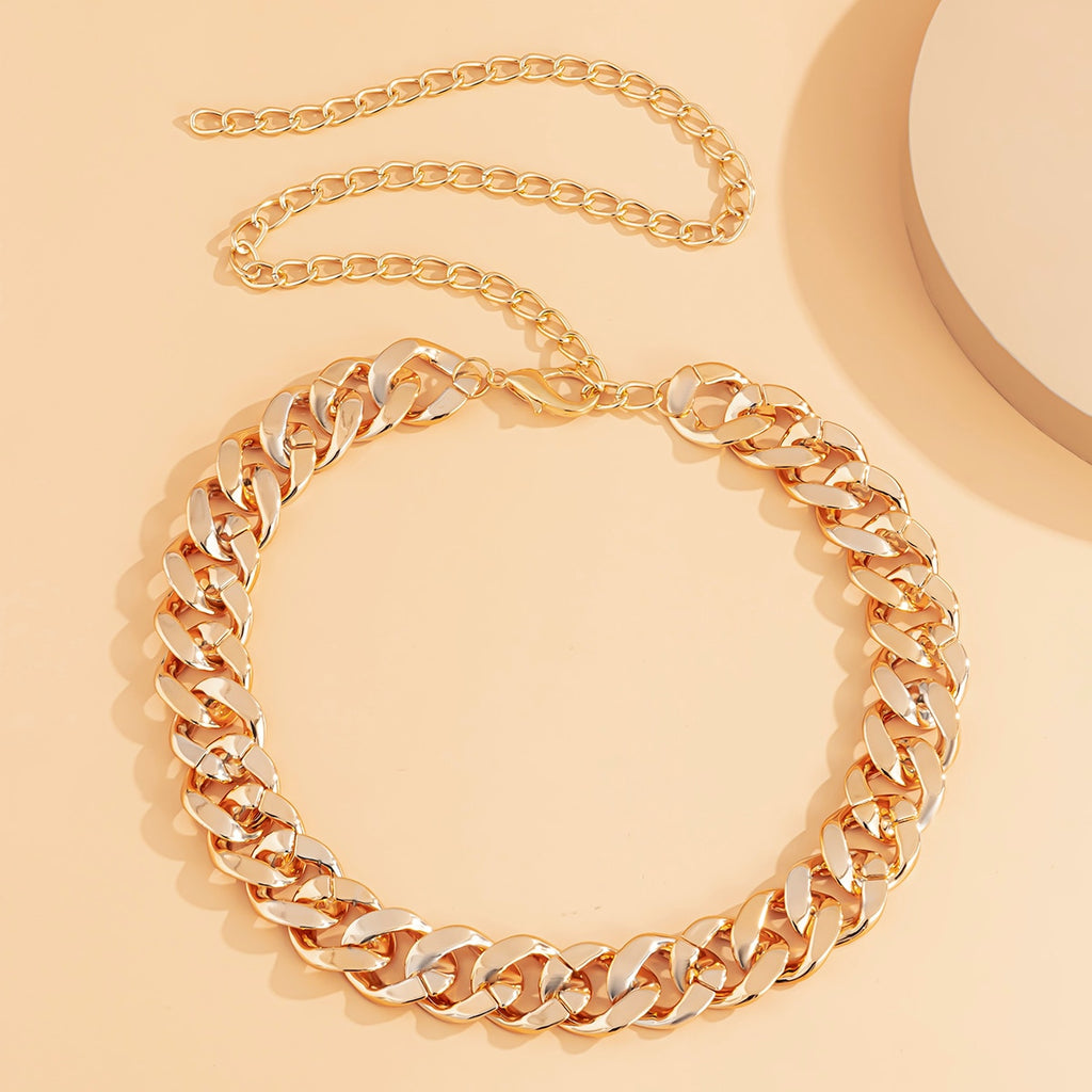 IngeSight.Z Punk Plastic Chunky Thick Miami Curb Chain Body Chain Women Gold Color Sexy Harness Waist Belly Chain Belt Jewelry