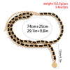 IngeSight.Z Punk Pu Leather Black Metal Chain Belly Waist Chain for Women Multilayer Chunky Long Pendant Disc Body Chain
