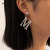 IngeSight.Z Punk Stainless Steel Letter M Pendant Drop Dangle Earrings for Women Statement Hanging Earrings Jewelry Oorbellen