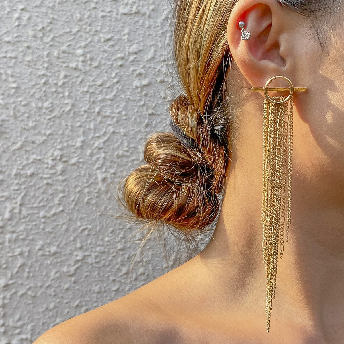 IngeSight.Z Punk Street Long Tassel Drop Dangle Earring Large Big Geometric Metal Hanging Earrings for Women Girls Retro Jewelry