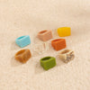 IngeSight.Z Punk Transparent Acrylic Geometric Square Rings Rainbow Colourful Resin Knuckle Finger Rings for Women Girls Jewelry
