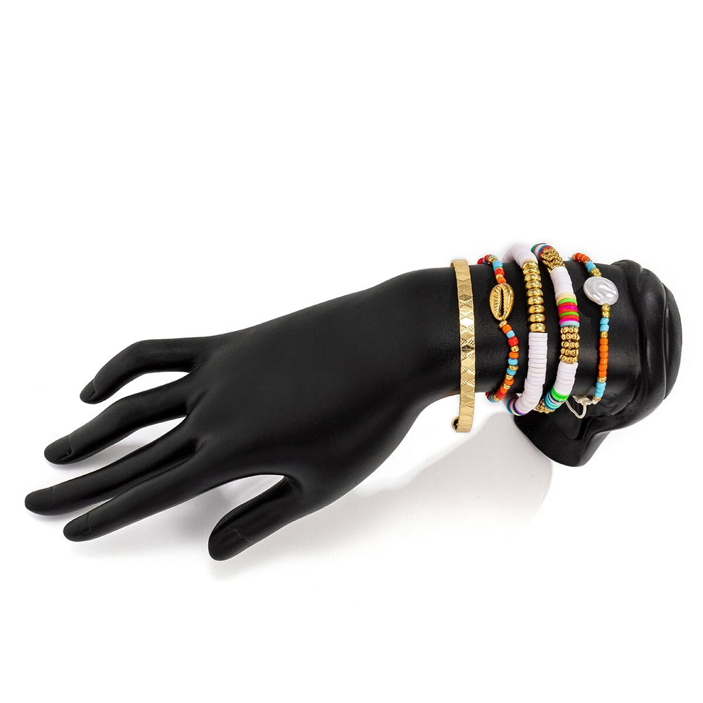 IngeSight.Z Rainbow Colorful Heishi Clay Beads Bracelets Bangles Adjustable Imitation Pearl Rope Chain Bracelets Women Jewelry