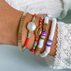 IngeSight.Z Rainbow Colorful Heishi Clay Beads Bracelets Bangles Adjustable Imitation Pearl Rope Chain Bracelets Women Jewelry
