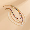 IngeSight.Z Rainbow Colorful Seed Beaded Chain Choker Necklaces Multi Layered Imitation Pearl Baroque Pendant Necklaces Jewelry
