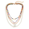 IngeSight.Z Rainbow Colorful Seed Beaded Chain Choker Necklaces Multi Layered Imitation Pearl Baroque Pendant Necklaces Jewelry