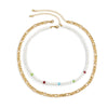 IngeSight.Z Rainbow Colorful Seed Beaded Choker Acrylic Letter Neckla Multi Layered Silver Color Neck Necklaces for Men Jewelry
