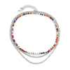 IngeSight.Z Rainbow Colorful Seed Beaded Choker Acrylic Letter Neckla Multi Layered Silver Color Neck Necklaces for Men Jewelry