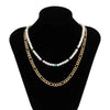 IngeSight.Z Rainbow Colorful Seed Beaded Choker Acrylic Letter Neckla Multi Layered Silver Color Neck Necklaces for Men Jewelry