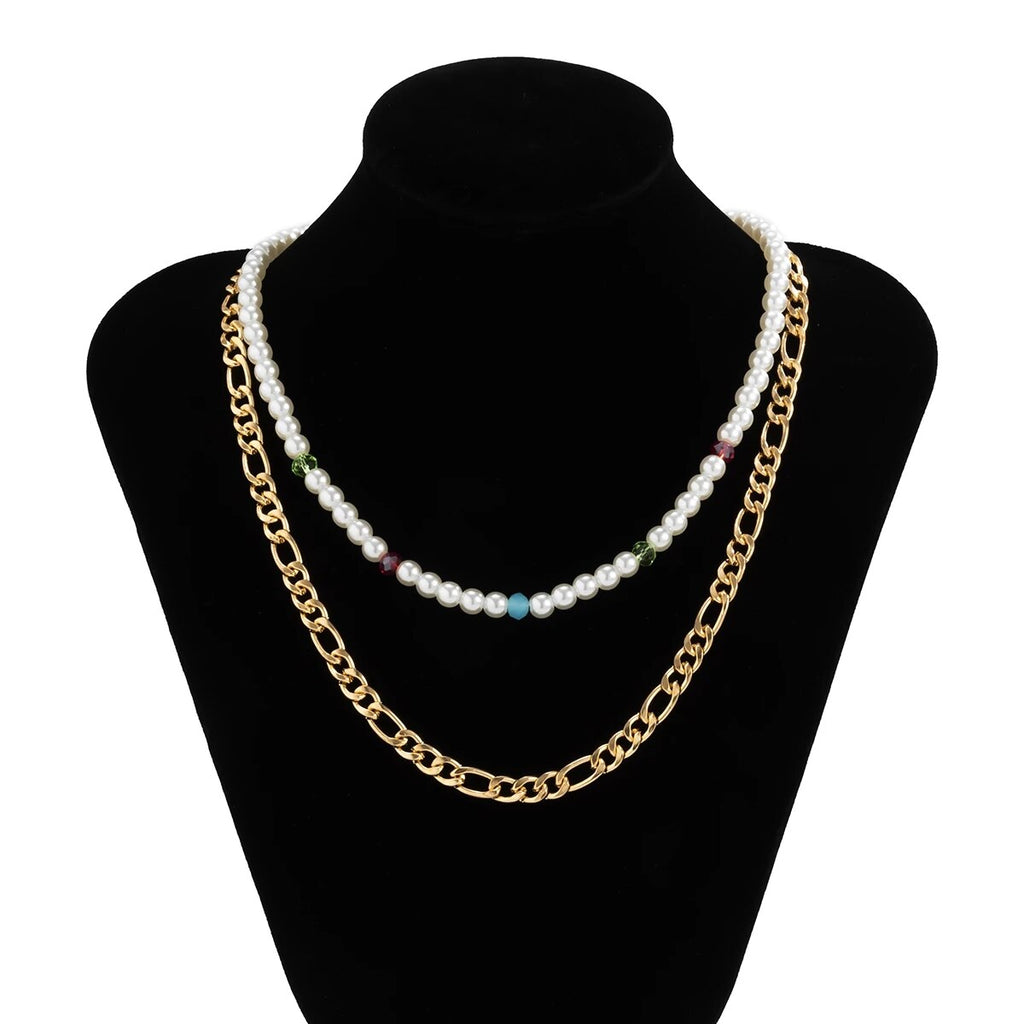 IngeSight.Z Rainbow Colorful Seed Beaded Choker Acrylic Letter Neckla Multi Layered Silver Color Neck Necklaces for Men Jewelry