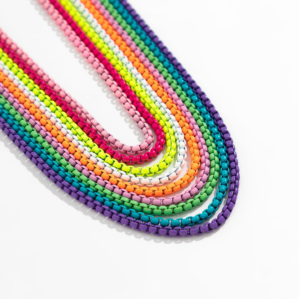 IngeSight.Z Rainbow Enamel Dripping Oil Necklace for Women 2022 Bohemia Candy Color Choker Necklace Summer Beach  Jewelry Gifts