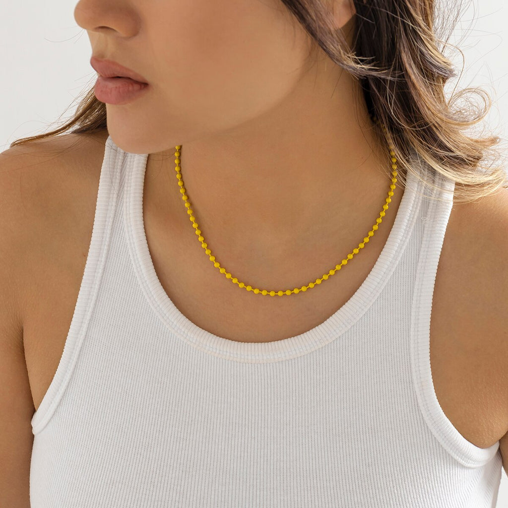 IngeSight.Z Rainbow Spray Paint Iron Chain Beads Choker Necklace for Women Boho 8 Colors Link Y2K Necklace Collier Jewelry