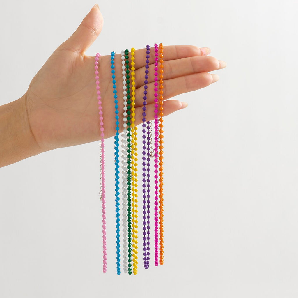 IngeSight.Z Rainbow Spray Paint Iron Chain Beads Choker Necklace for Women Boho 8 Colors Link Y2K Necklace Collier Jewelry