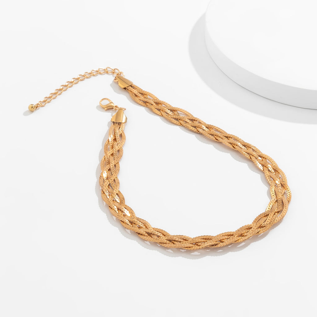 IngeSight.Z Retro Copper Cross Twisted Snake Chain Necklaces Women Gold Color Short Choker Necklaces 2022 Neck Jewelry