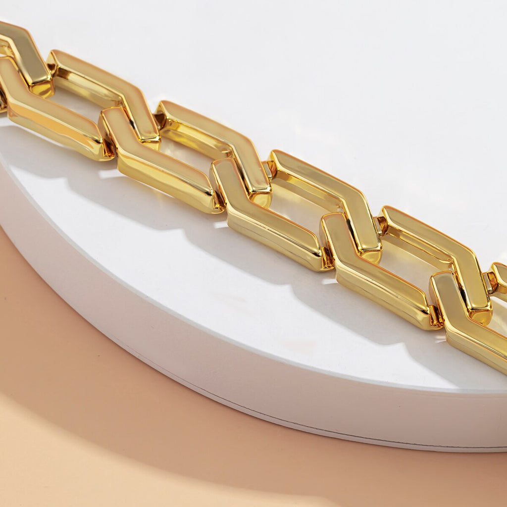 IngeSight.Z Retro Irregular Geometric Plastics Chain Choker Necklace Chunky Gold Color Short Clavicle Necklace for Women Jewelry
