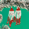 IngeSight.Z Rice Bead Long Tassel Earrings for Women Hand Weaving Red Christmas Beaded Simple Geometry Alloy Hanging Earring