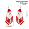IngeSight.Z Rice Bead Long Tassel Earrings for Women Hand Weaving Red Christmas Beaded Simple Geometry Alloy Hanging Earring