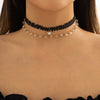 IngeSight.Z Sexy Black Lace Choker Double Layers Rhinestone Pendant Necklace For Women Gothic Crystal Beaded Collar Wedding Gift