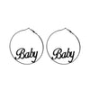 IngeSight.Z Sexy Black Large Circle Round Hoop Earrings for Women Punk Hyperbole Baby Letter Dangle Earring Hip-hop Jewelry