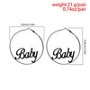 IngeSight.Z Sexy Black Large Circle Round Hoop Earrings for Women Punk Hyperbole Baby Letter Dangle Earring Hip-hop Jewelry