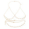 IngeSight.Z Sexy Crystal Tassel Pendant Cross Harness Bra Chest Waist Belly Chain for Women Flat Snake Chain Bikini Body Jewelry