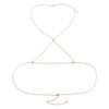 IngeSight.Z Sexy Crystal Tassel Pendant Cross Harness Bra Chest Waist Belly Chain for Women Flat Snake Chain Bikini Body Jewelry