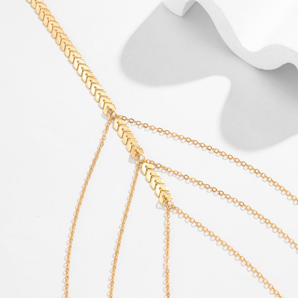 IngeSight.Z Sexy Elastic Fringe Leg Thigh Chain For Women Multi Layers Gold Color Copper Thigh Harness Jewelry Beach Body Chain