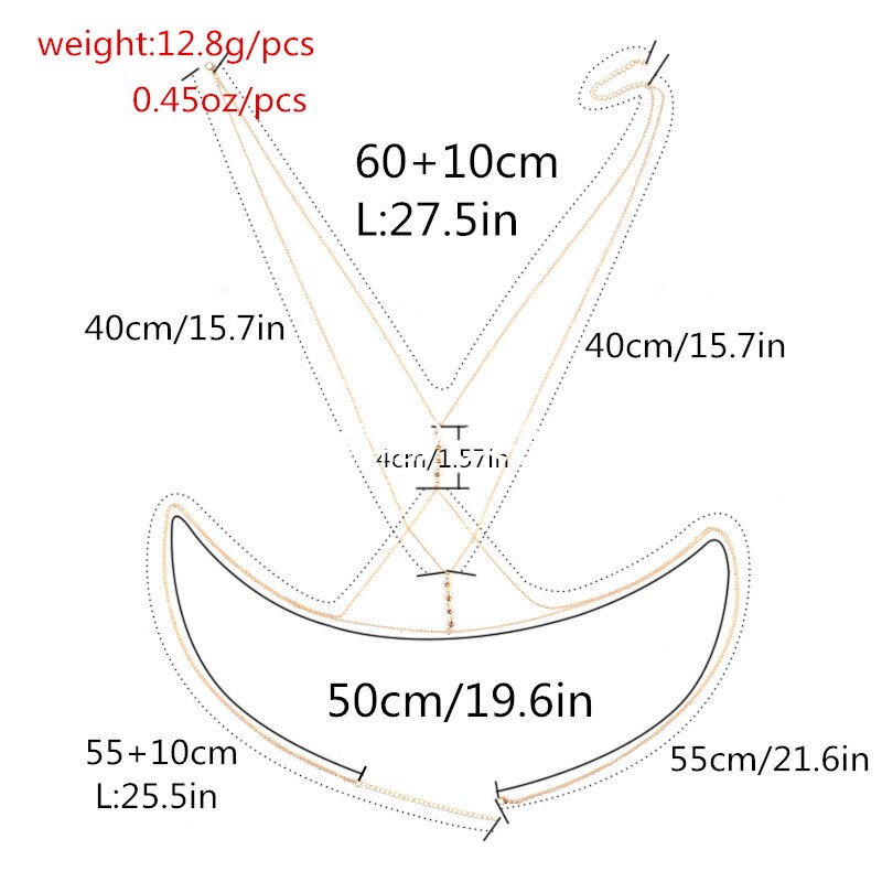 IngeSight.Z Sexy Gold Color Cross Beads Bikini Bra Body Chain For Women Multilayer Geometric Harness Belly Chains Beach Party