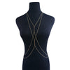 IngeSight.Z Sexy Gold Color Cross Beads Bikini Bra Body Chain For Women Multilayer Geometric Harness Belly Chains Beach Party