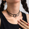 IngeSight.Z Sexy Goth Black Spray-Painted Heart Choker Necklace for Women Halloween Punk Rock Metal Link Clavicle Chain Jewelry
