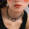 IngeSight.Z Sexy Goth Black Spray-Painted Heart Choker Necklace for Women Halloween Punk Rock Metal Link Clavicle Chain Jewelry