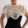 IngeSight.Z Sexy Imitation Pearl Beaded Shawl Top Shoulder Chain for Women Elegant Retro Shoulder Necklace Wedding Body Jewelry