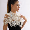 IngeSight.Z Sexy Imitation Pearl Beaded Shawl Top Shoulder Chain for Women Elegant Retro Shoulder Necklace Wedding Body Jewelry