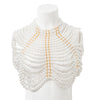 IngeSight.Z Sexy Imitation Pearl Beaded Shawl Top Shoulder Chain for Women Elegant Retro Shoulder Necklace Wedding Body Jewelry