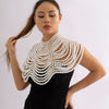 IngeSight.Z Sexy Imitation Pearl Beaded Shawl Top Shoulder Chain for Women Elegant Retro Shoulder Necklace Wedding Body Jewelry