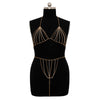 IngeSight.Z Sexy Imitation Pearl Bra Thong Body Chain Set for Female 2022 Gold Color Chain Bikini Waist Chain Beach