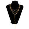 IngeSight.Z Sexy Multilayer Rhinestone Tassel Pendants Long Chain Necklace for Women Punk Gold Color Chain Necklace Set 2022