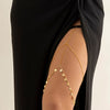 IngeSight.Z Sexy Multilayer Tassel Pearl Clip Bead Leg Chain for Women Simple Adjustable Elastic Thigh Chain Beach  Body Jewelry