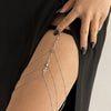 IngeSight.Z Sexy Multilayer Tassel Pearl Clip Bead Leg Chain for Women Simple Adjustable Elastic Thigh Chain Beach  Body Jewelry