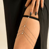 IngeSight.Z Sexy Multilayer Tassel Pearl Clip Bead Leg Chain for Women Simple Adjustable Elastic Thigh Chain Beach  Body Jewelry