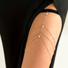IngeSight.Z Sexy Multilayer Tassel Pearl Clip Bead Leg Chain for Women Simple Adjustable Elastic Thigh Chain Beach  Body Jewelry