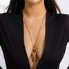 IngeSight.Z Sexy Round Circle Tassel Long Chest Chain Pendant Necklace for Women Punk Gold Color Body Chain Sweater Jewelry 2022