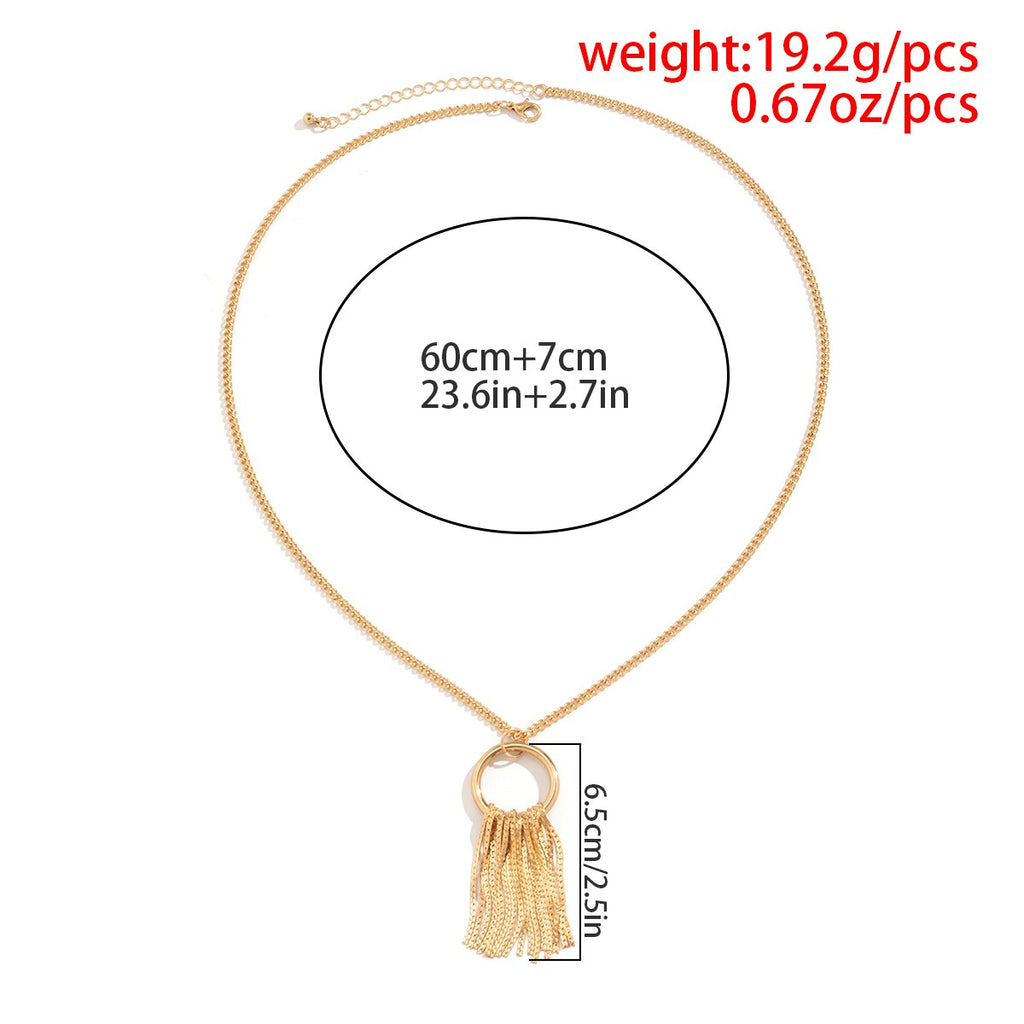 IngeSight.Z Sexy Round Circle Tassel Long Chest Chain Pendant Necklace for Women Punk Gold Color Body Chain Sweater Jewelry 2022