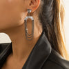 IngeSight.Z Shiny Full Iced Rhinestones Long Tassel Dangle Earrings for Women Bling Crystal Drop Earrings Piercing Ear Jewelry