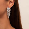 IngeSight.Z Shiny Full Iced Rhinestones Long Tassel Dangle Earrings for Women Bling Crystal Drop Earrings Piercing Ear Jewelry