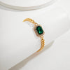 IngeSight.Z Shiny Green Color Rhinestone Crystal Bracelets Bangles Charm Elegant Curb Cuban Wrist Chain Bracelets Women Jewelry