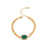 IngeSight.Z Shiny Green Color Rhinestone Crystal Bracelets Bangles Charm Elegant Curb Cuban Wrist Chain Bracelets Women Jewelry