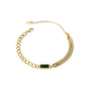 IngeSight.Z Shiny Green Color Rhinestone Crystal Bracelets Bangles Charm Elegant Curb Cuban Wrist Chain Bracelets Women Jewelry